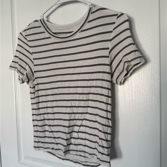 American Eagle Outfitters Black and White Striped Tee - Picture 1 of 6